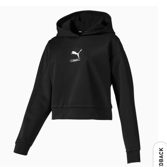 Puma hoodie black cropped logo athlesiure - Picture 9 of 10